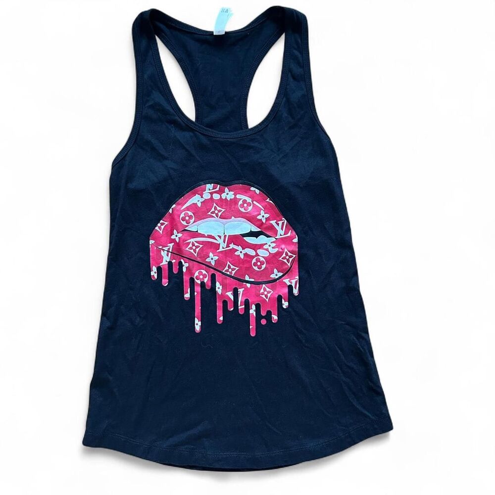 Tank Top with Red Lip Print